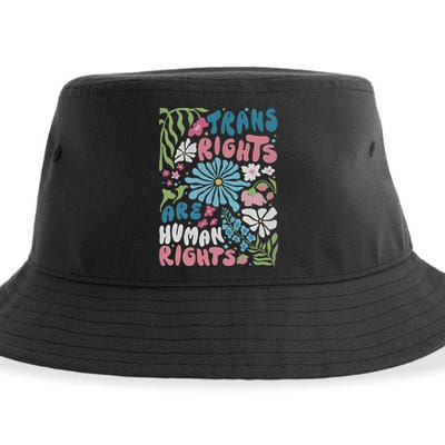 Transg Right Are Human Rights Boho Flower Pride Month Sustainable Bucket Hat