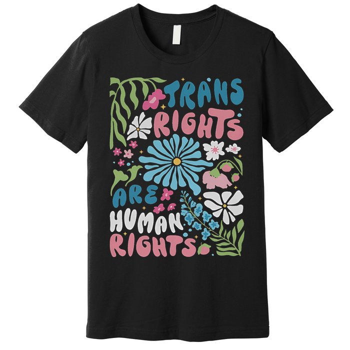 Transg Right Are Human Rights Boho Flower Pride Month Premium T-Shirt