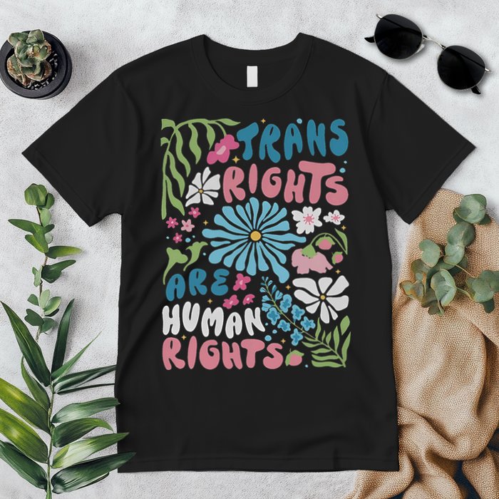 Transg Right Are Human Rights Boho Flower Pride Month Premium T-Shirt