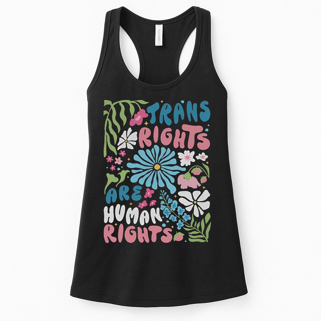 Transg Right Are Human Rights Boho Flower Pride Month Womens Tank Top