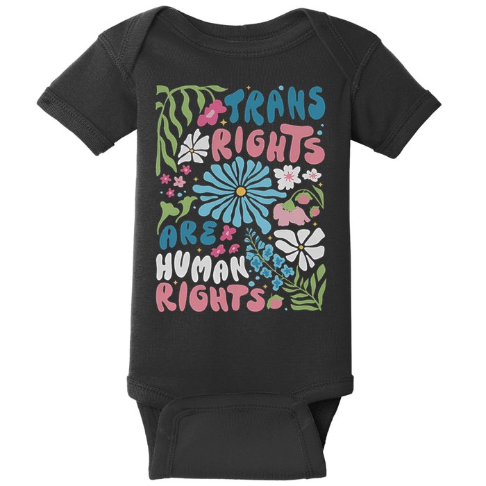 Transg Right Are Human Rights Boho Flower Pride Month Baby Bodysuit