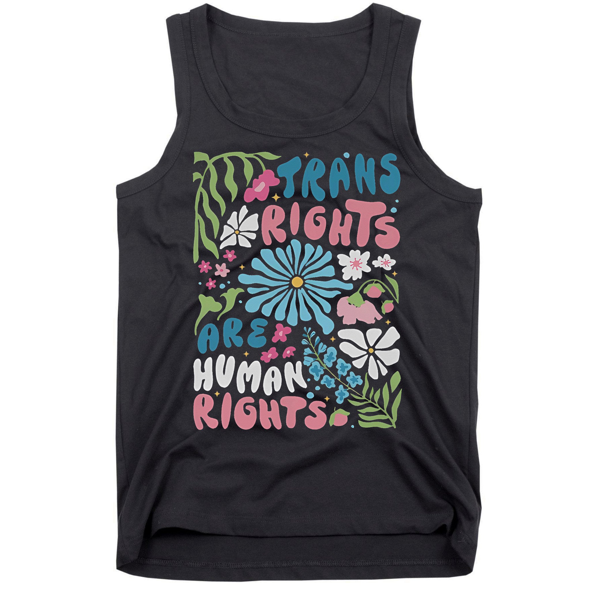 Transg Right Are Human Rights Boho Flower Pride Month Tank Top