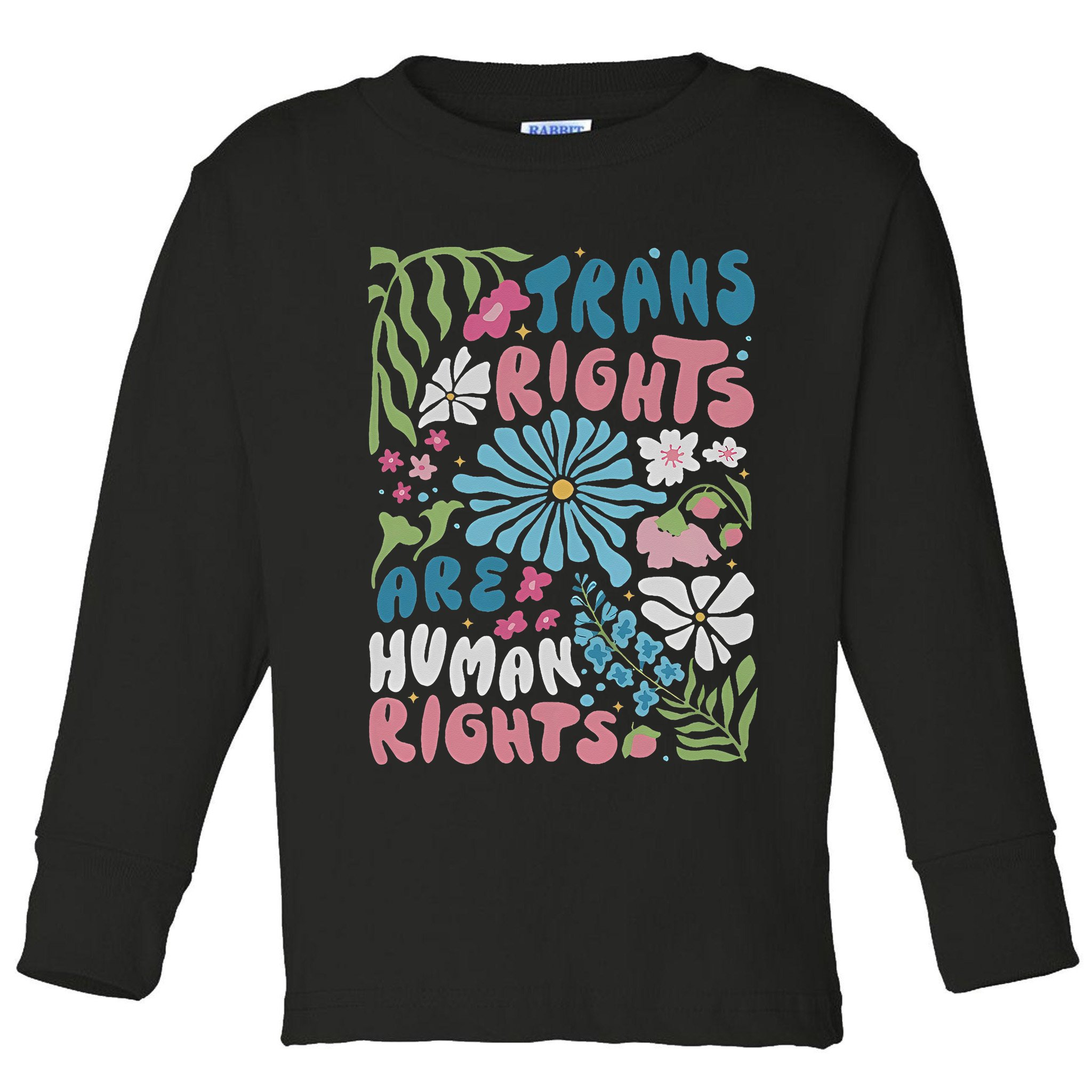Transg Right Are Human Rights Boho Flower Pride Month Toddler Long Sleeve Shirt