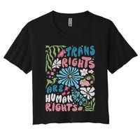 Transg Right Are Human Rights Boho Flower Pride Month Women's Crop Top Tee