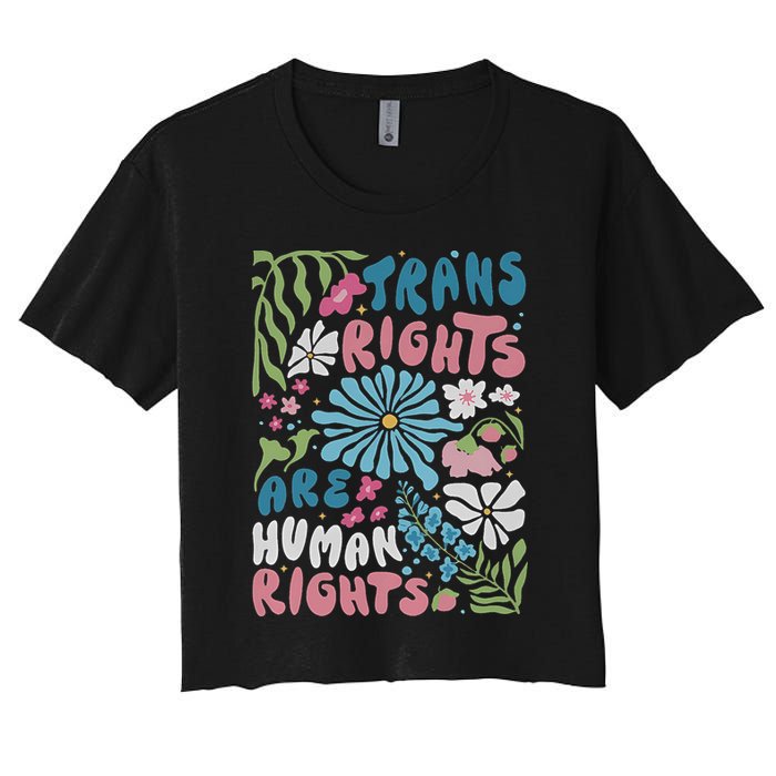 Transg Right Are Human Rights Boho Flower Pride Month Women's Crop Top Tee