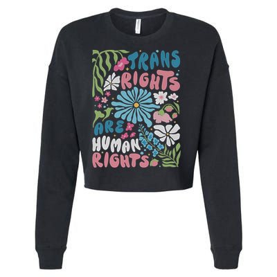 Transg Right Are Human Rights Boho Flower Pride Month Cropped Pullover Crew