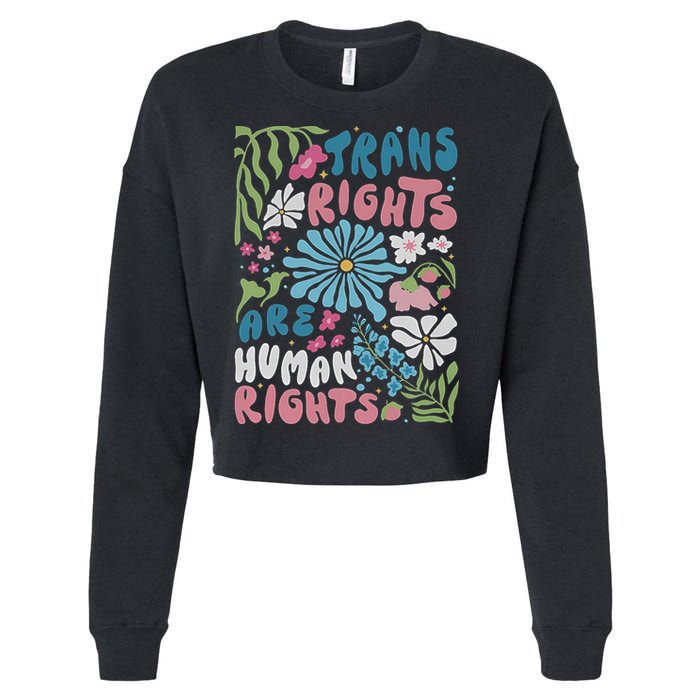 Transg Right Are Human Rights Boho Flower Pride Month Cropped Pullover Crew