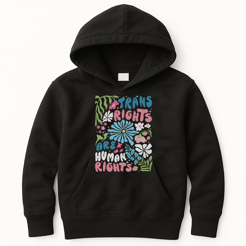 Transg Right Are Human Rights Boho Flower Pride Month Kids Hoodie