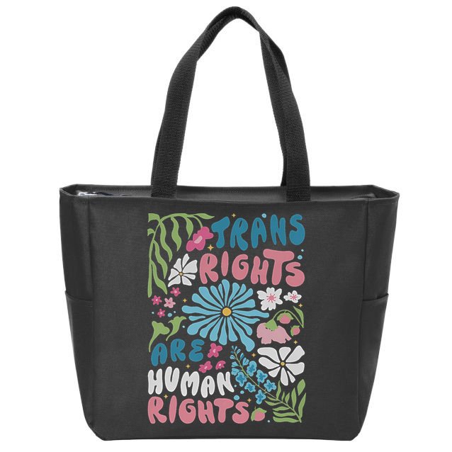 Transg Right Are Human Rights Boho Flower Pride Month Zip Tote Bag