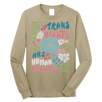 Transg Right Are Human Rights Boho Flower Pride Month Long Sleeve Shirt