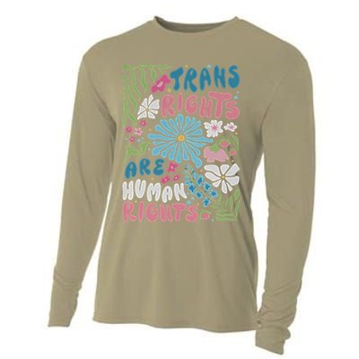 Transg Right Are Human Rights Boho Flower Pride Month Cooling Performance Long Sleeve Crew