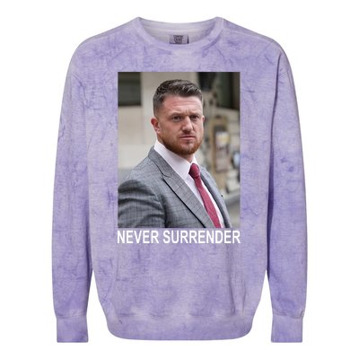 Tommy Robinson And Trump Mugshot Never Surrender Colorblast Crewneck Sweatshirt