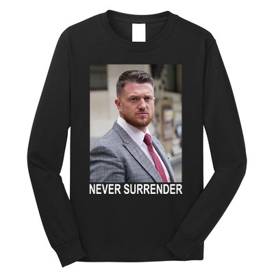 Tommy Robinson And Trump Mugshot Never Surrender Long Sleeve Shirt