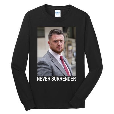 Tommy Robinson And Trump Mugshot Never Surrender Tall Long Sleeve T-Shirt