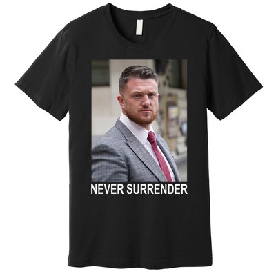 Tommy Robinson And Trump Mugshot Never Surrender Premium T-Shirt