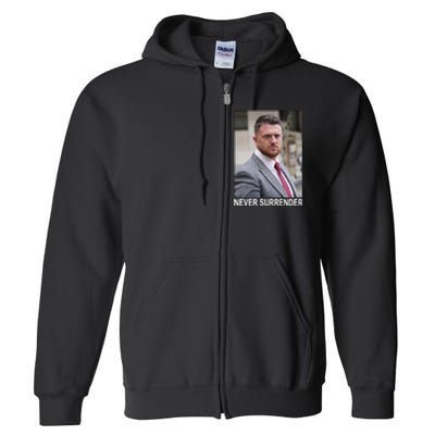 Tommy Robinson And Trump Mugshot Never Surrender Full Zip Hoodie