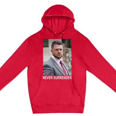 Tommy Robinson And Trump Mugshot Never Surrender Premium Pullover Hoodie