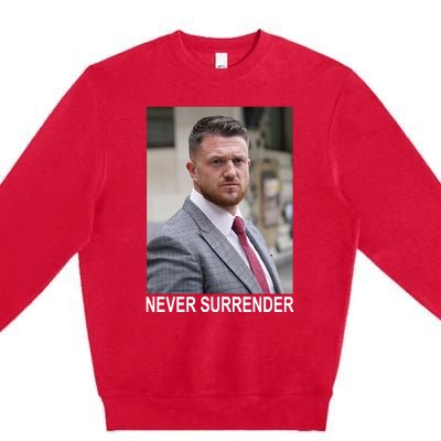 Tommy Robinson And Trump Mugshot Never Surrender Premium Crewneck Sweatshirt