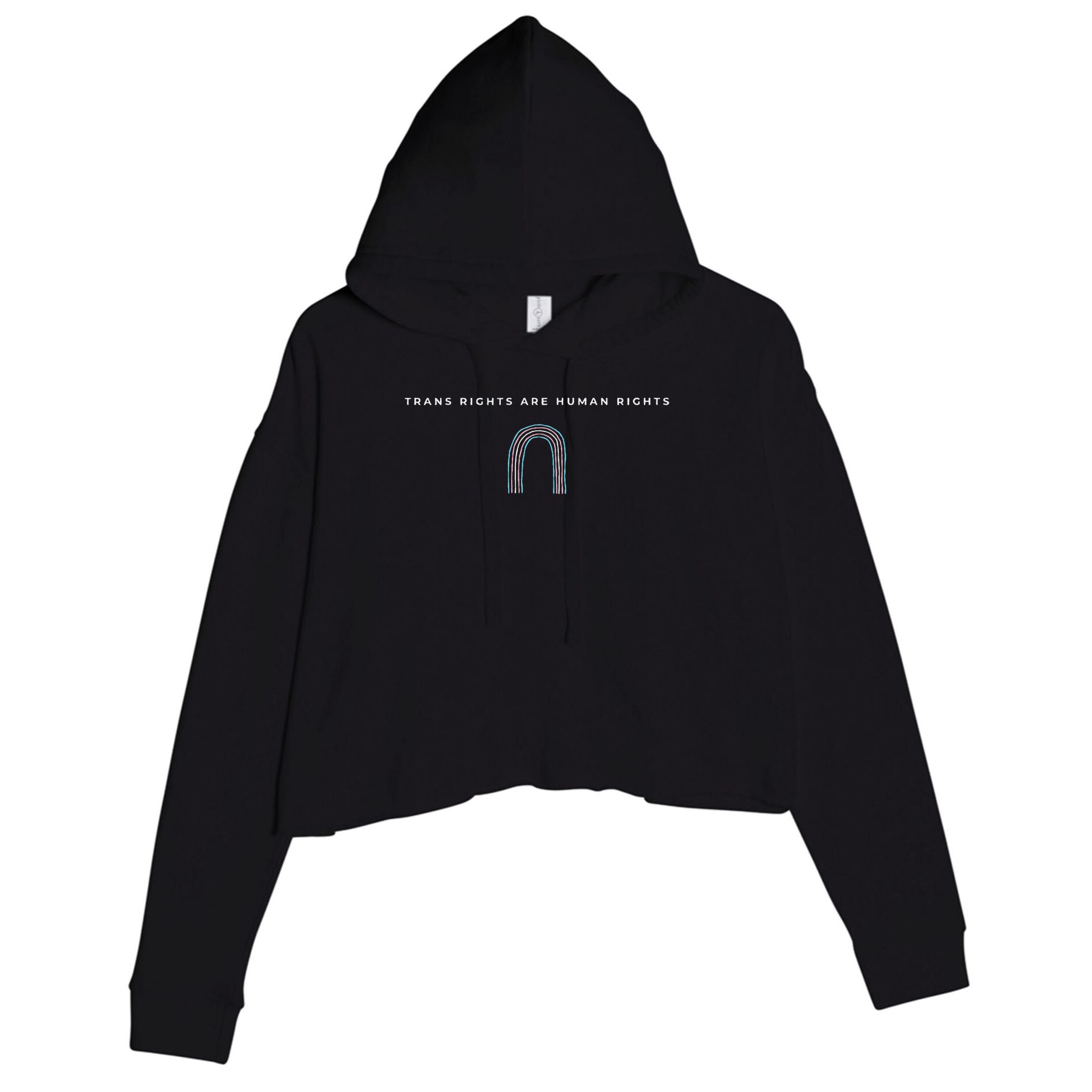 Trans Rights Are Human Rights Subtle Pride Flag Transgender Crop Fleece Hoodie