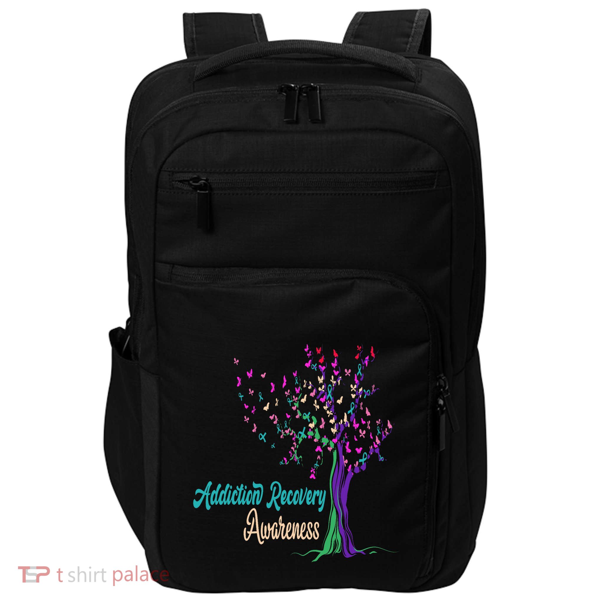 Tree Ribbon Addiction Recovery Awareness Impact Tech Backpack