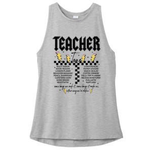 Teacher Rock Abcd Leopard Pencil Lightning RockN Roll Ladies PosiCharge Tri-Blend Wicking Tank