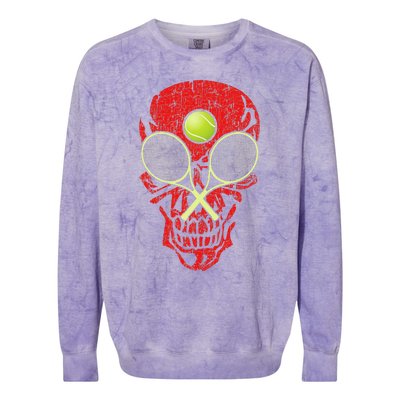 tennis racquet and ball skull sports halloween costume Colorblast Crewneck Sweatshirt