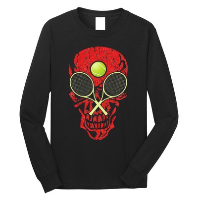 tennis racquet and ball skull sports halloween costume Long Sleeve Shirt