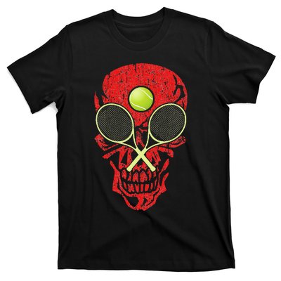 tennis racquet and ball skull sports halloween costume T-Shirt