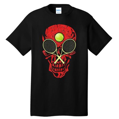 tennis racquet and ball skull sports halloween costume Tall T-Shirt