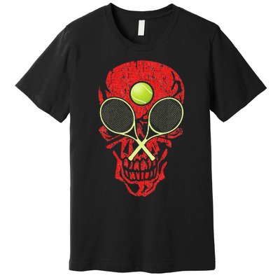 tennis racquet and ball skull sports halloween costume Premium T-Shirt