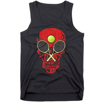 tennis racquet and ball skull sports halloween costume Tank Top