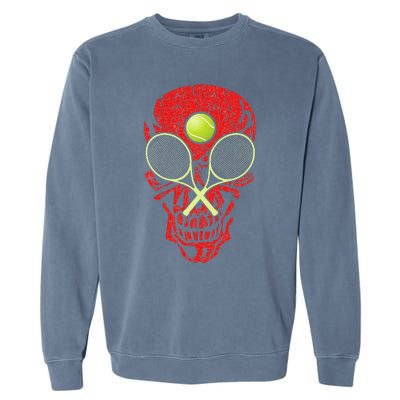 tennis racquet and ball skull sports halloween costume Garment-Dyed Sweatshirt