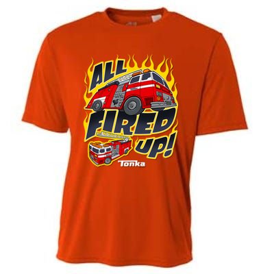 Tonka Rescue All Fired Up! Fire Truck Flames Logo Gift Cooling Performance Crew T-Shirt