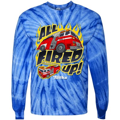 Tonka Rescue All Fired Up! Fire Truck Flames Logo Gift Tie-Dye Long Sleeve Shirt