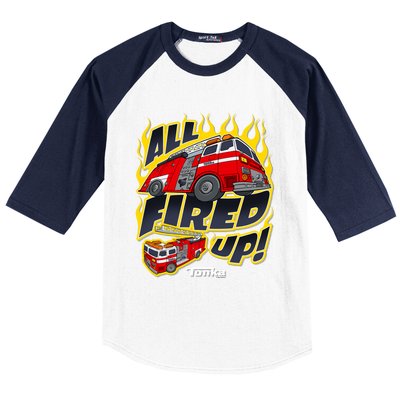 Tonka Rescue All Fired Up! Fire Truck Flames Logo Gift Baseball Sleeve Shirt