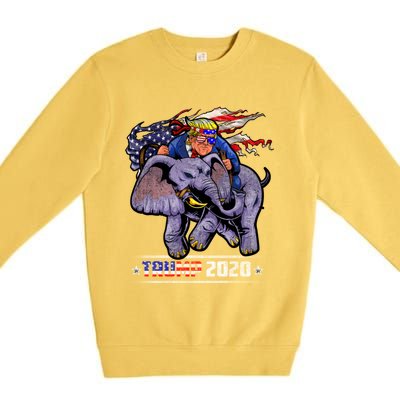 Trump Riding An Elephant Funny Republicans Trump Support Gift Premium Crewneck Sweatshirt