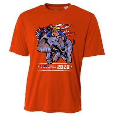 Trump Riding An Elephant Funny Republicans Trump Support Gift Cooling Performance Crew T-Shirt