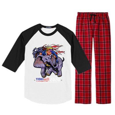 Trump Riding An Elephant Funny Republicans Trump Support Gift Raglan Sleeve Pajama Set