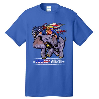 Trump Riding An Elephant Funny Republicans Trump Support Gift Tall T-Shirt