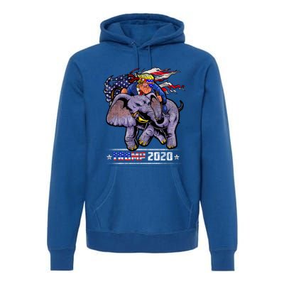 Trump Riding An Elephant Funny Republicans Trump Support Gift Premium Hoodie