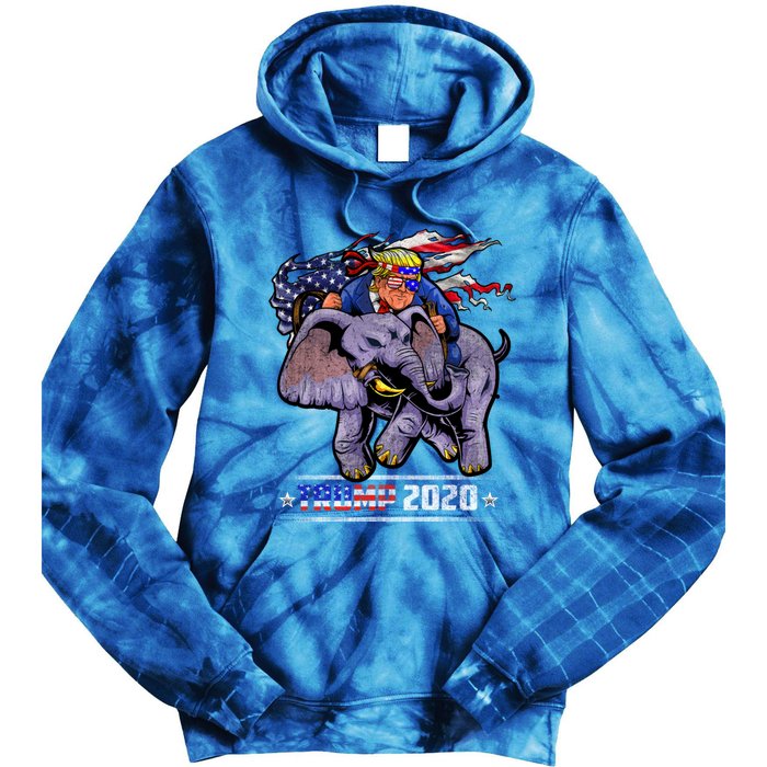 Trump Riding An Elephant Funny Republicans Trump Support Gift Tie Dye Hoodie