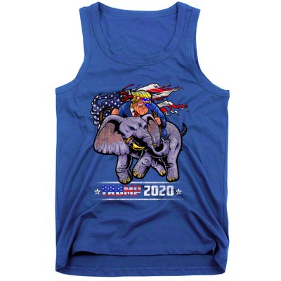 Trump Riding An Elephant Funny Republicans Trump Support Gift Tank Top