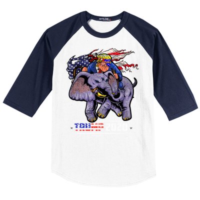 Trump Riding An Elephant Funny Republicans Trump Support Gift Baseball Sleeve Shirt