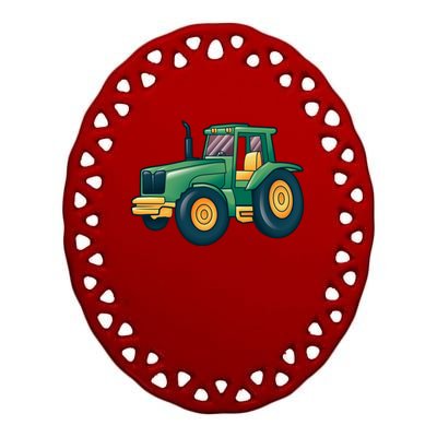 Tractor Ceramic Oval Ornament