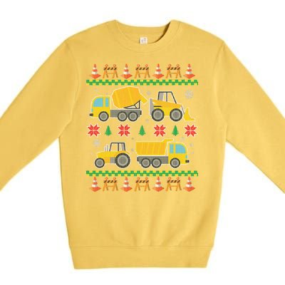 Tractors And Bulldozers Ugly Christmas Sweater Premium Crewneck Sweatshirt