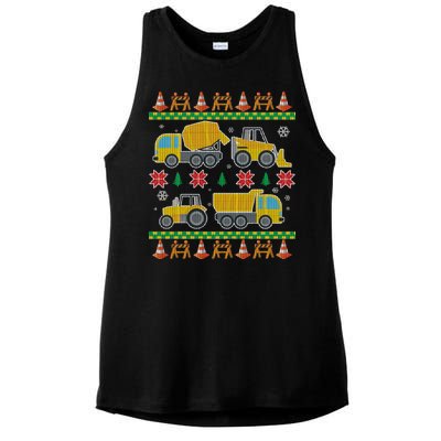 Tractors And Bulldozers Ugly Christmas Sweater Ladies PosiCharge Tri-Blend Wicking Tank