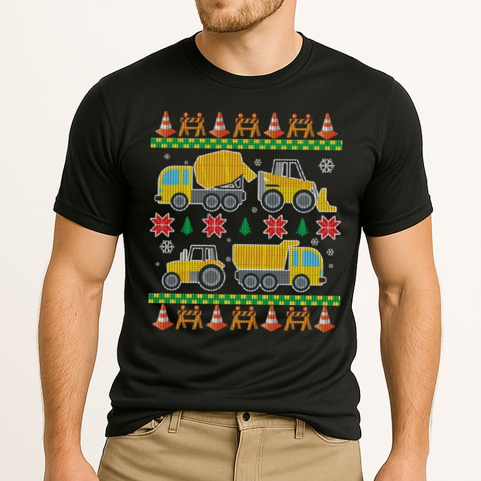Tractors And Bulldozers Ugly Christmas Sweater Cooling Performance Crew T-Shirt