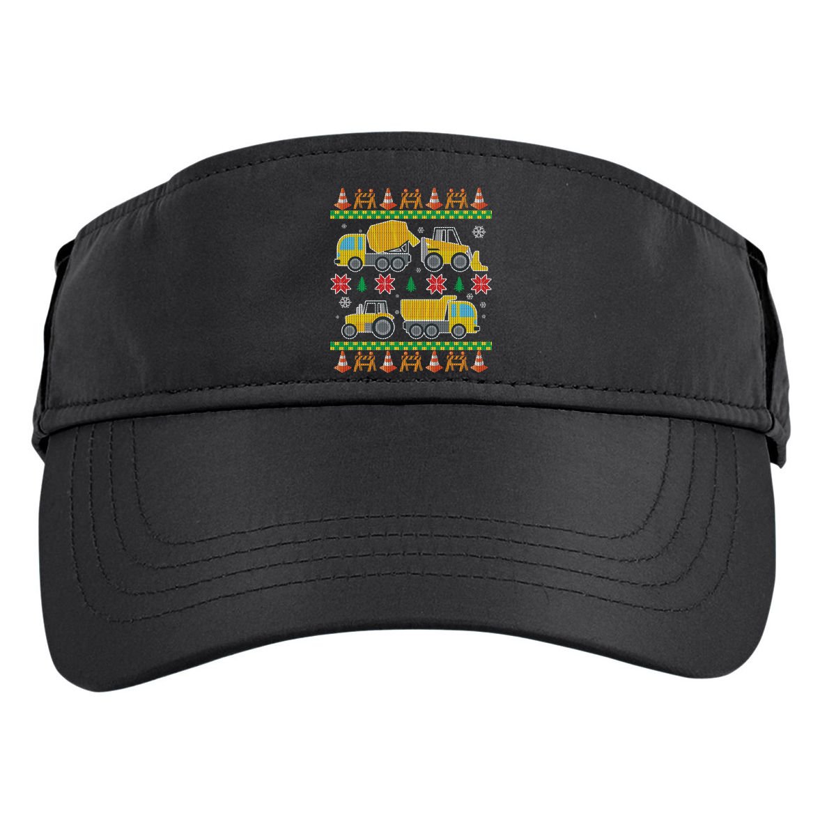 Tractors And Bulldozers Ugly Christmas Sweater Adult Drive Performance Visor