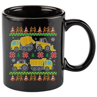 Tractors And Bulldozers Ugly Christmas Sweater 11oz C Handle Ceramic Mug
