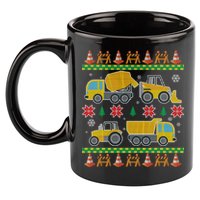 Tractors And Bulldozers Ugly Christmas Sweater 11oz C Handle Ceramic Mug